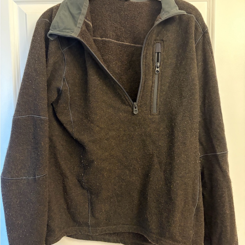 Kuhl Men's Brown and Gray Zip-Up Sweater